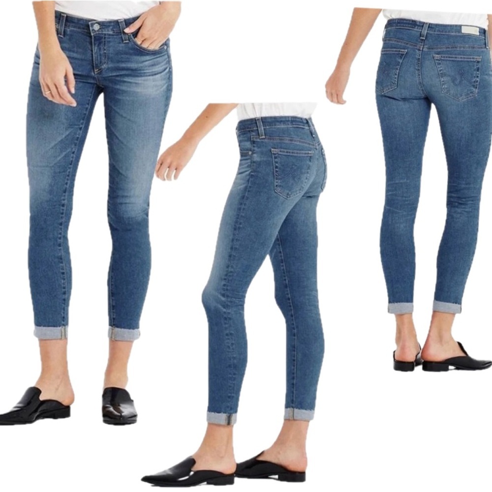 Ag Adriano Goldschmied The Stilt Roll-up Cigarette Roll-up Blue Denim Jean Sz 25